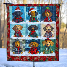 Load image into Gallery viewer, Festive Dachshund Christmas Quilt Bed Set - Perfect Gift for Dog Lovers Blanket PopCulturePrints
