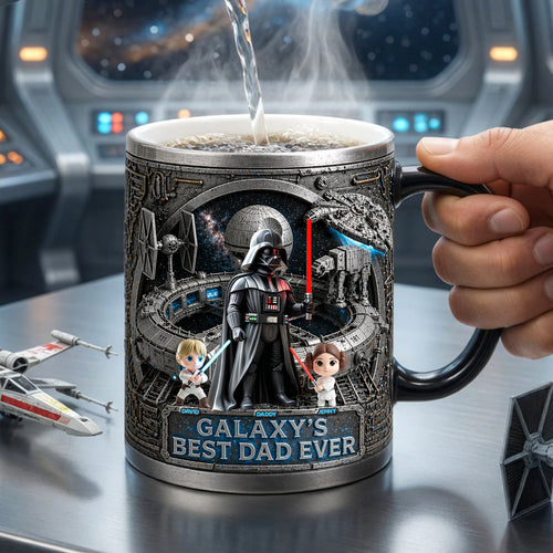 Galaxy's Best Dad Ever - Personalized Outer Space Magic Mug for Father's Day Coffee Mug PopCulturePrints