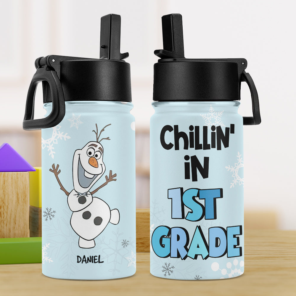 Personalized 1st Grade Tumbler - Chillin' Snowman Design Kid Tumbler PopCulturePrints