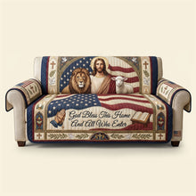 Load image into Gallery viewer, God Bless This Home And All Who Enter - Personalized Quilted Sofa Cover
