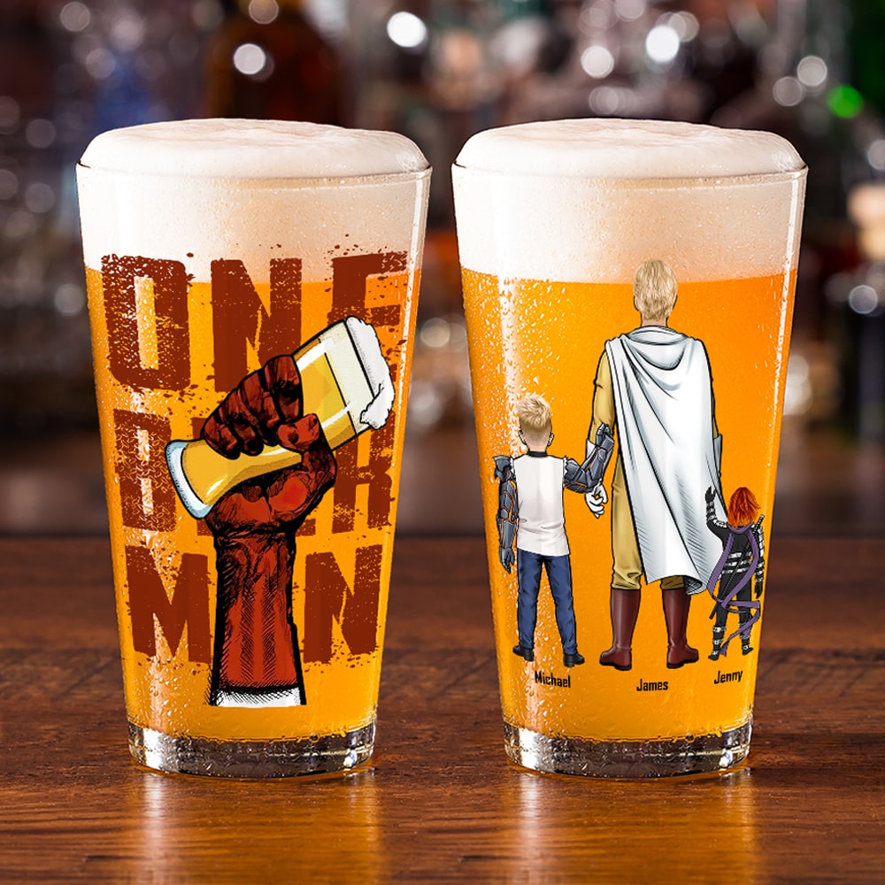 Custom Superhero Dad Beer Glass Beer Glasses PopCulturePrints