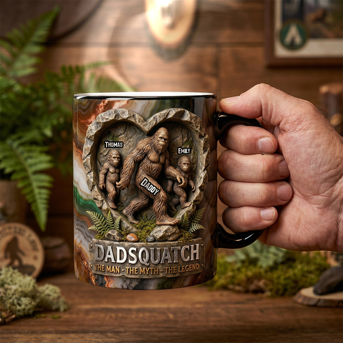 “Dadsquatch: The Man - The Myth - The Legend” - Legendary Sasquatch Dad Magic Mug, Personalized Gifts For Dads Coffee Mug PopCulturePrints