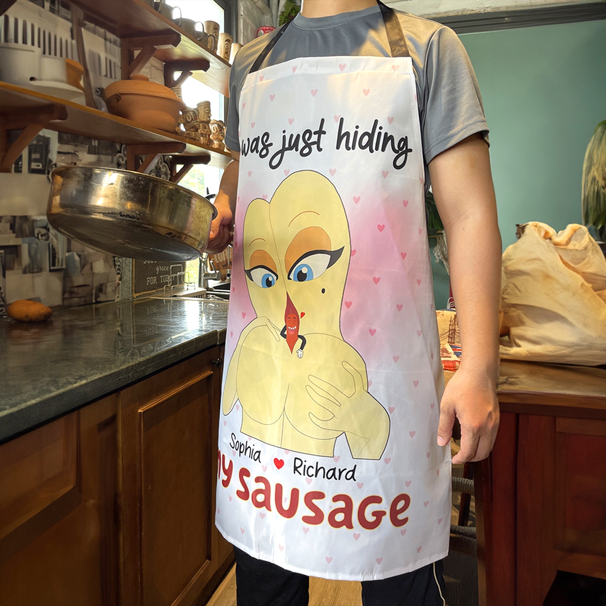 Personalized Couple Apron - 'I Was Just Hiding' Aprons PopCulturePrints