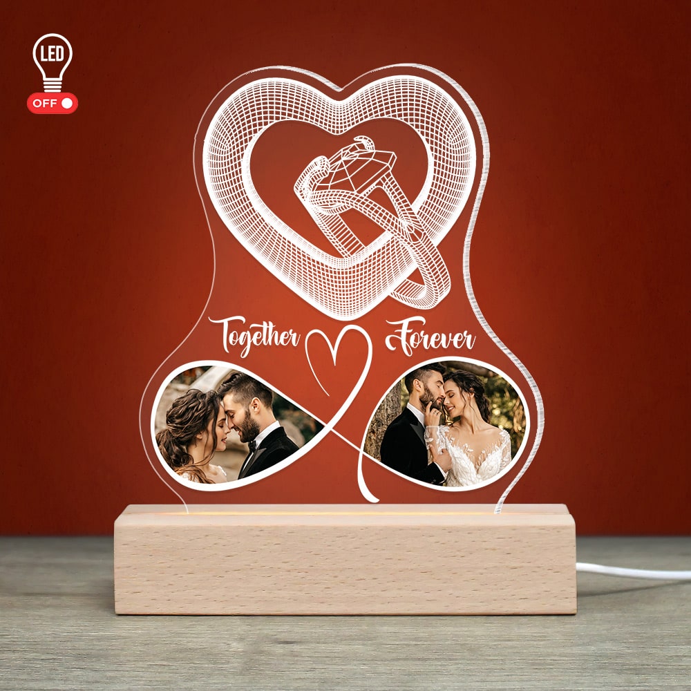 Customizable 3D LED Heart Light - Together Forever Couples Gift Led Night Light PopCulturePrints