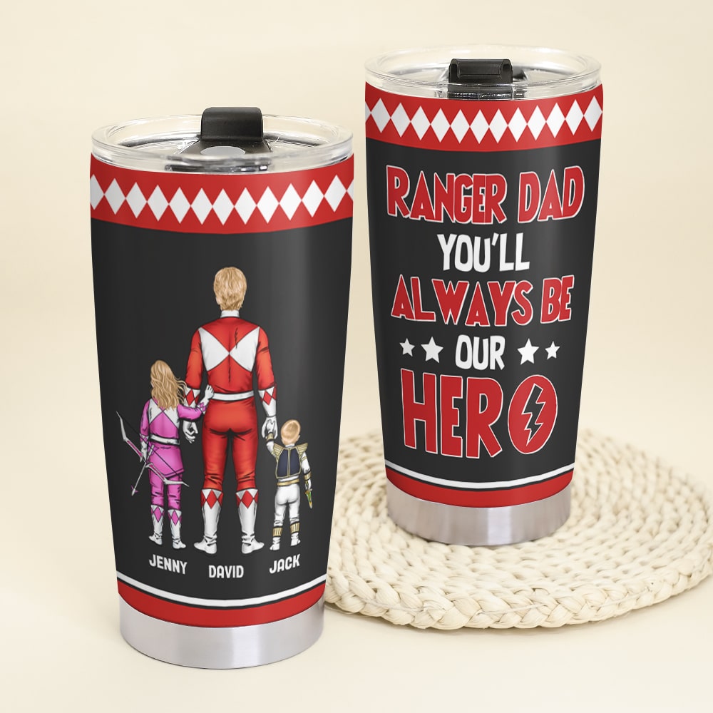 Personalized Hero Dad Tumbler - Customizable Names