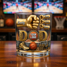 Load image into Gallery viewer, "Best Dad Ever" - Personalized Sport Lover Dad 11oz Round Glass - Unique Gift for Dad, Grandpa, and Sports Enthusiasts Glass PopCulturePrints
