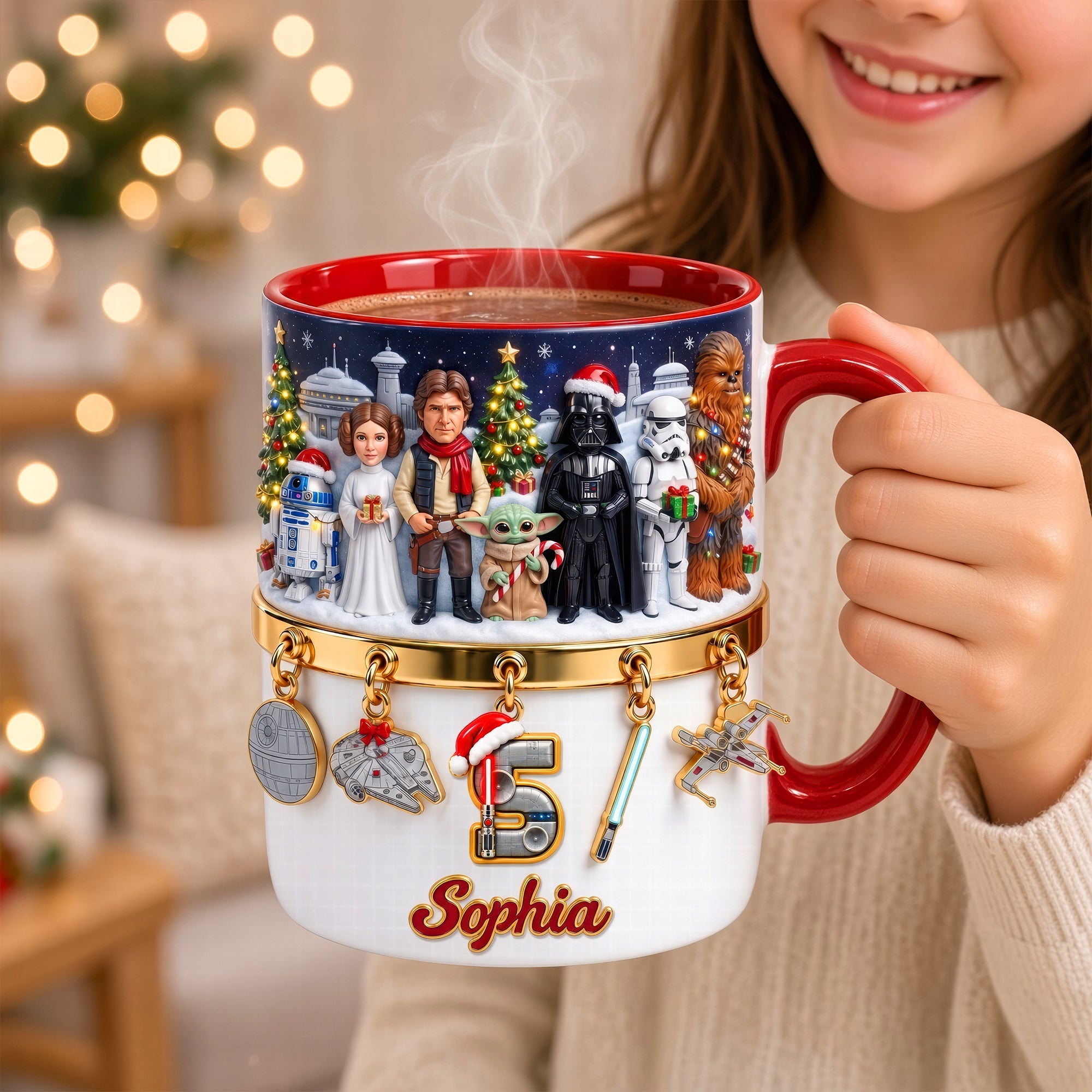 Warriors Merry Xmas In The Universe Accent Mug - Personalized Christmas Gift for Geeks and Fans