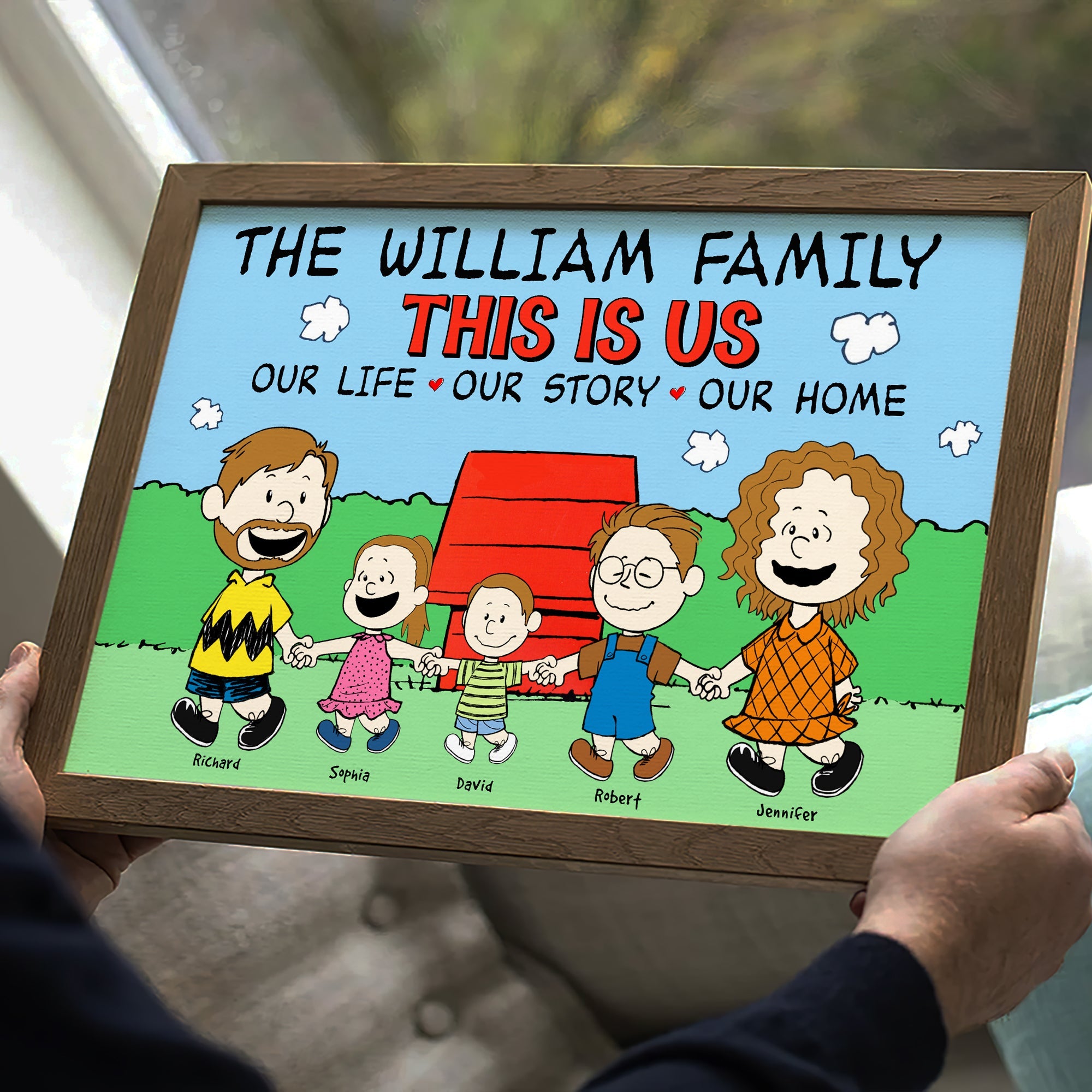 Personalized Peanuts Family Canvas Print - Hold Hands Together