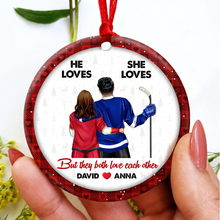 Load image into Gallery viewer, Custom Ice Hockey Lovers Ornament - Perfect Christmas and Valentine&#39;s Day Gifts Ornament PopCulturePrints
