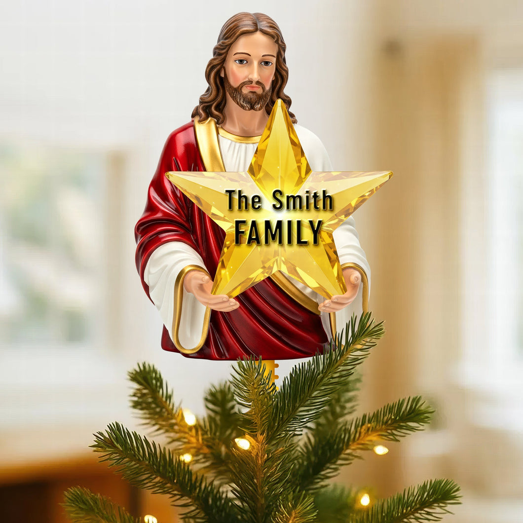 Personalized Jesus Star Acrylic Christmas Tree Topper - A Meaningful Gift for Christian Families Ornament PopCulturePrints