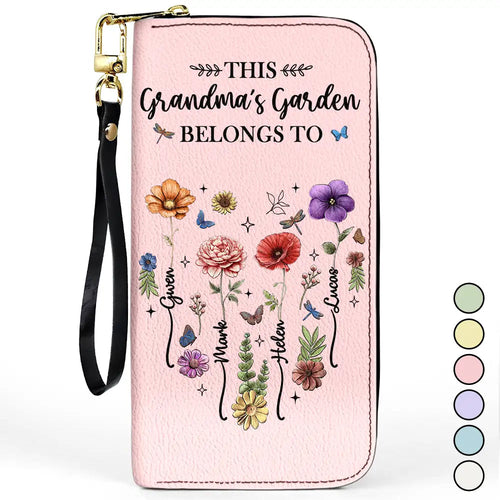 “This Grandma's Garden Belongs to” - Personalized Leather Long Wallet - Perfect Gift for Grandma, Mom, and Loved Ones Leather Long Wallet PopCulturePrints