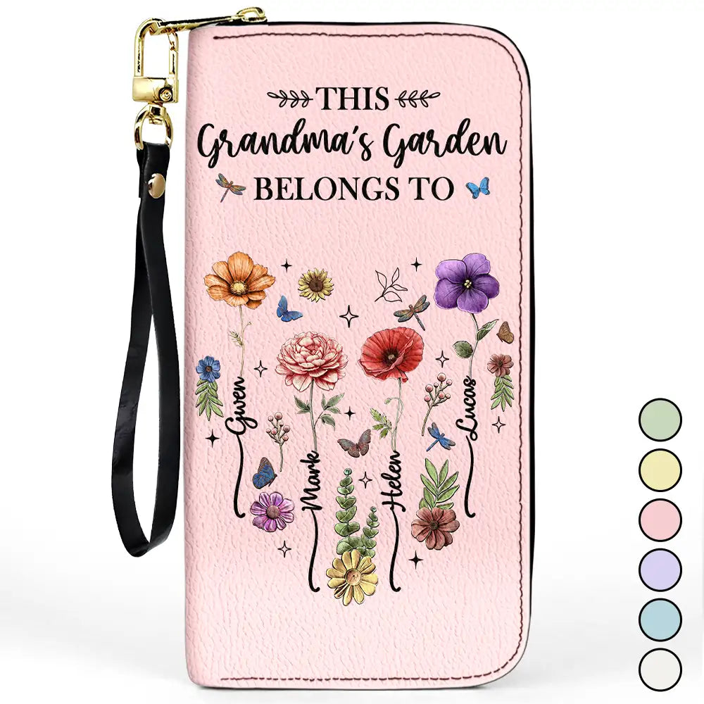 “This Grandma's Garden Belongs to” - Personalized Leather Long Wallet - Perfect Gift for Grandma, Mom, and Loved Ones Leather Long Wallet PopCulturePrints