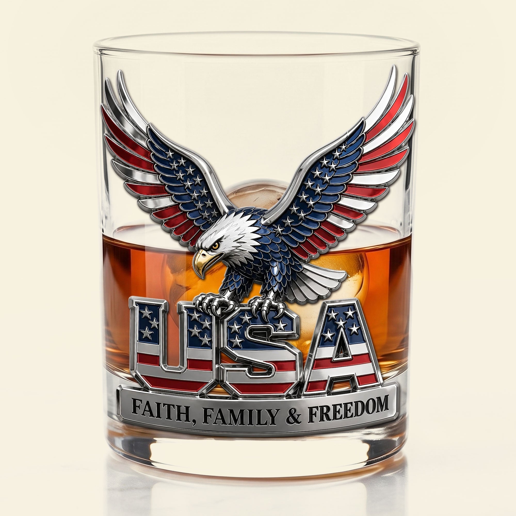 USA Strong Eagle Round Glass - Personalized Gifts for Patriots