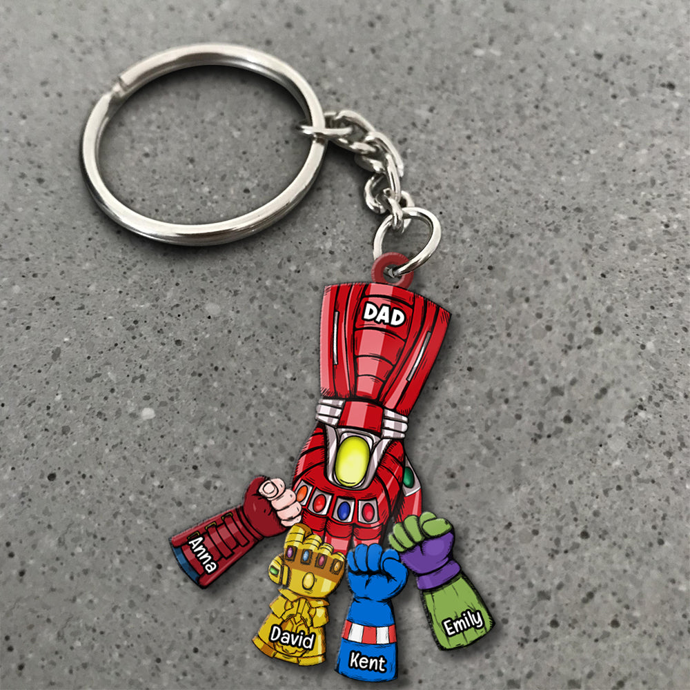 Custom Superhero Dad Fist Bump Keychain Keychains PopCulturePrints