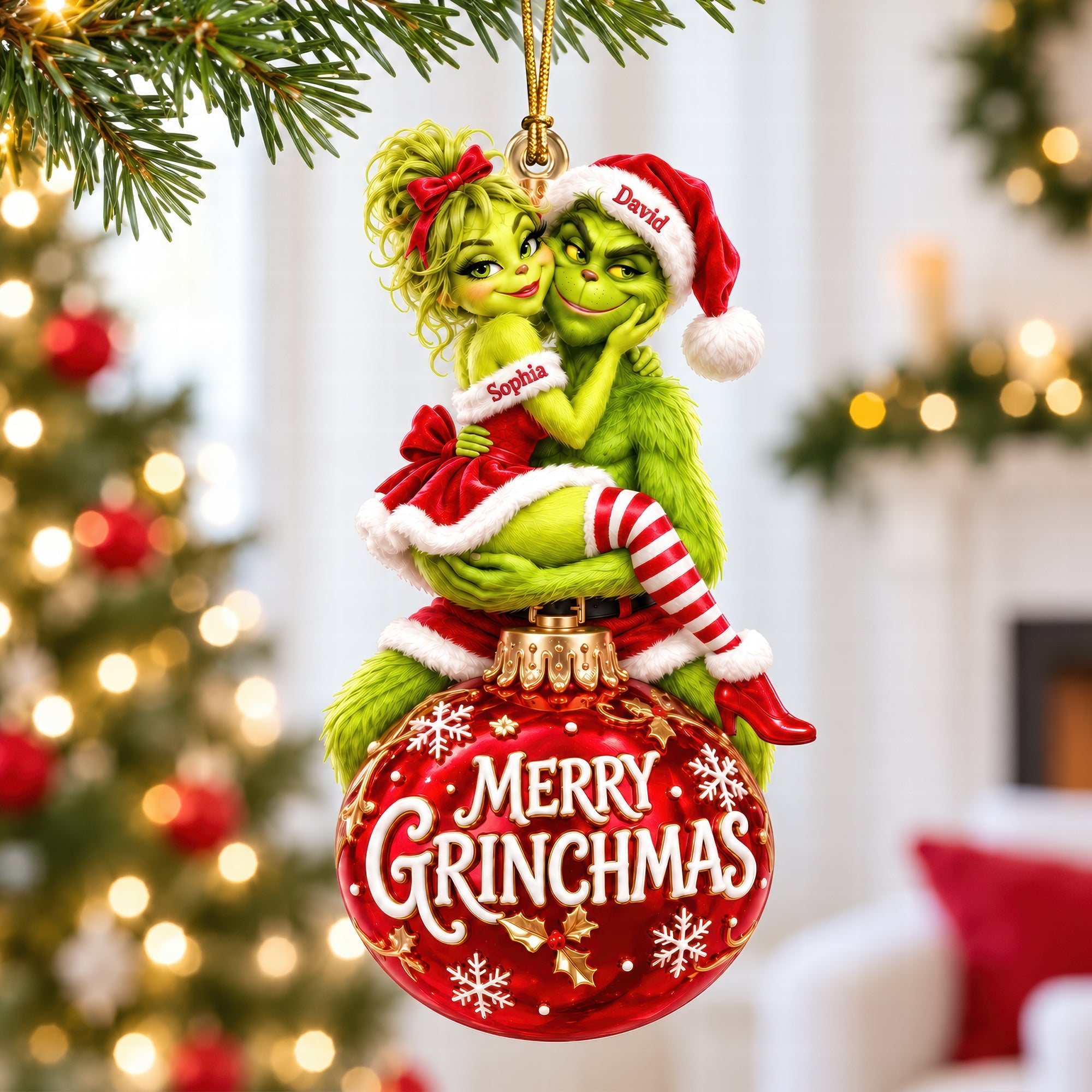 Merry Grinchmas - Naughty Couple Christmas Ornament Ornament PopCulturePrints