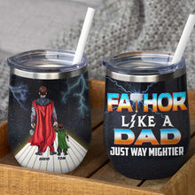 Load image into Gallery viewer, Personalized Super Dad &amp; Kid Wine Tumbler Wine Tumbler PopCulturePrints

