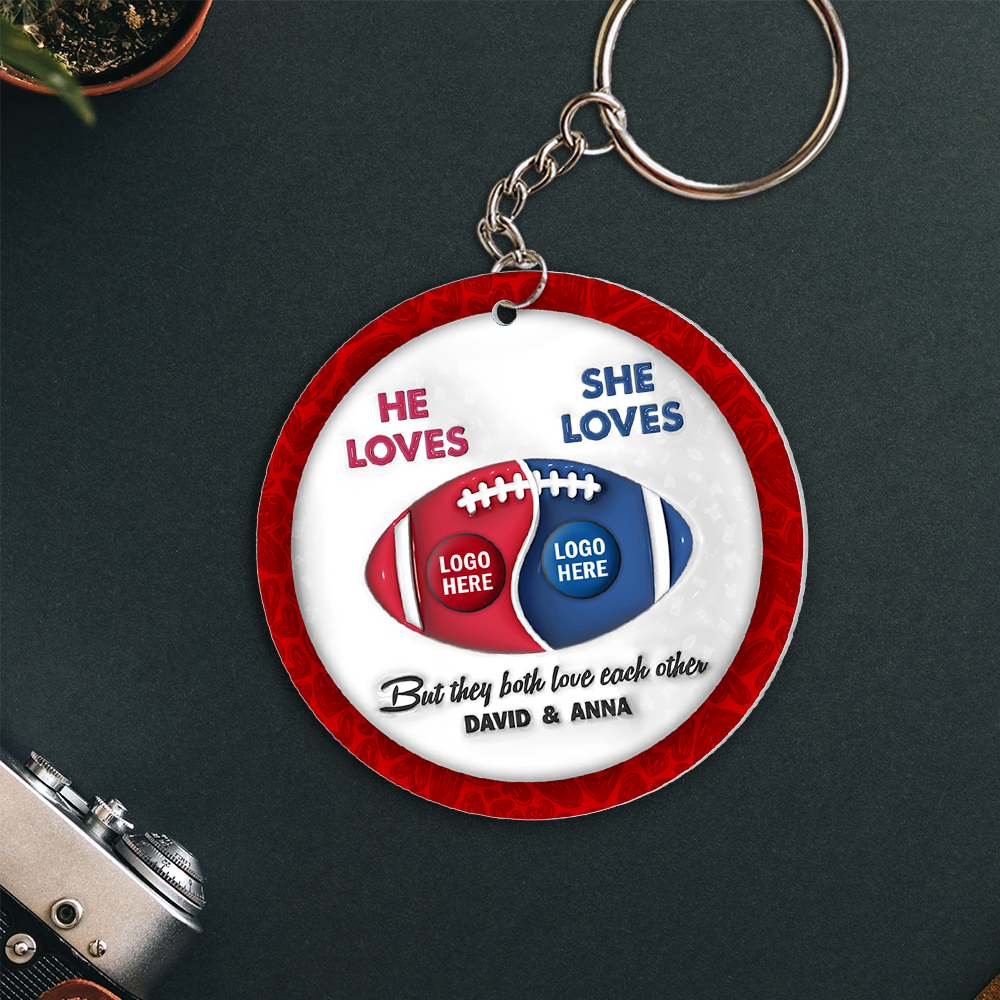 Custom Football Keychain for Couples | Unique Personalized Valentine's Day Gifts Keychains PopCulturePrints
