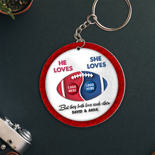 Load image into Gallery viewer, Custom Football Keychain for Couples | Unique Personalized Valentine&#39;s Day Gifts Keychains PopCulturePrints
