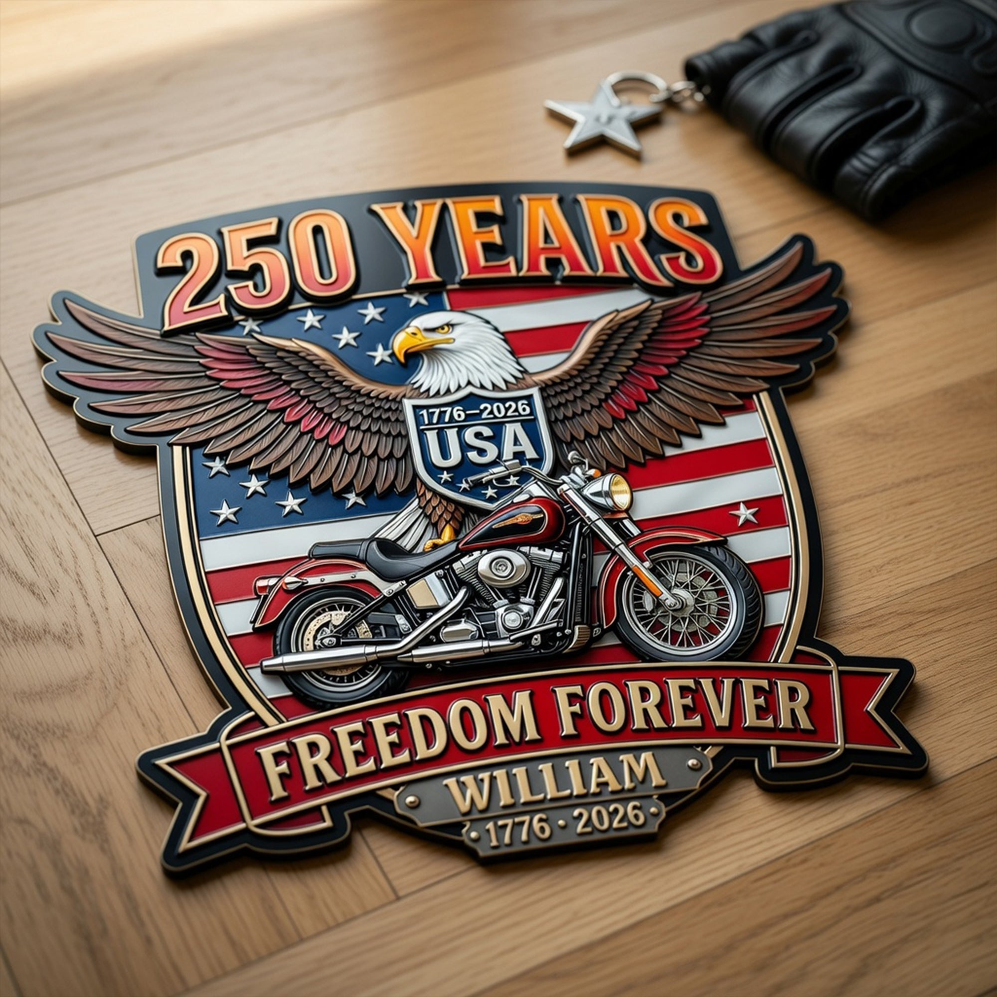 Ride Free and Celebrate - Personalized Bikers 250th Anniversary Metal Sign