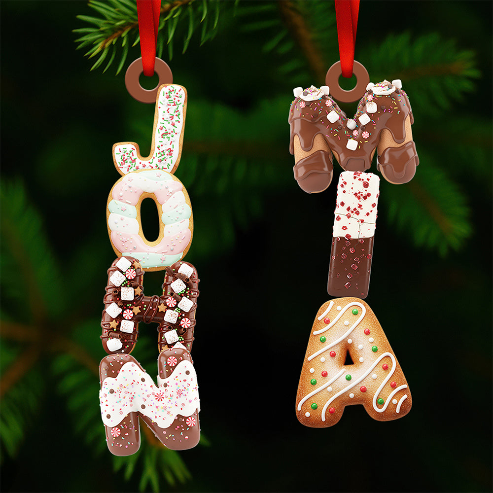 "Joy & Sweetness for the Holidays" - Personalized Cookies Alphabet Christmas Ornament - Unique Gift for Family, Friends, and Loved Ones Ornament PopCulturePrints
