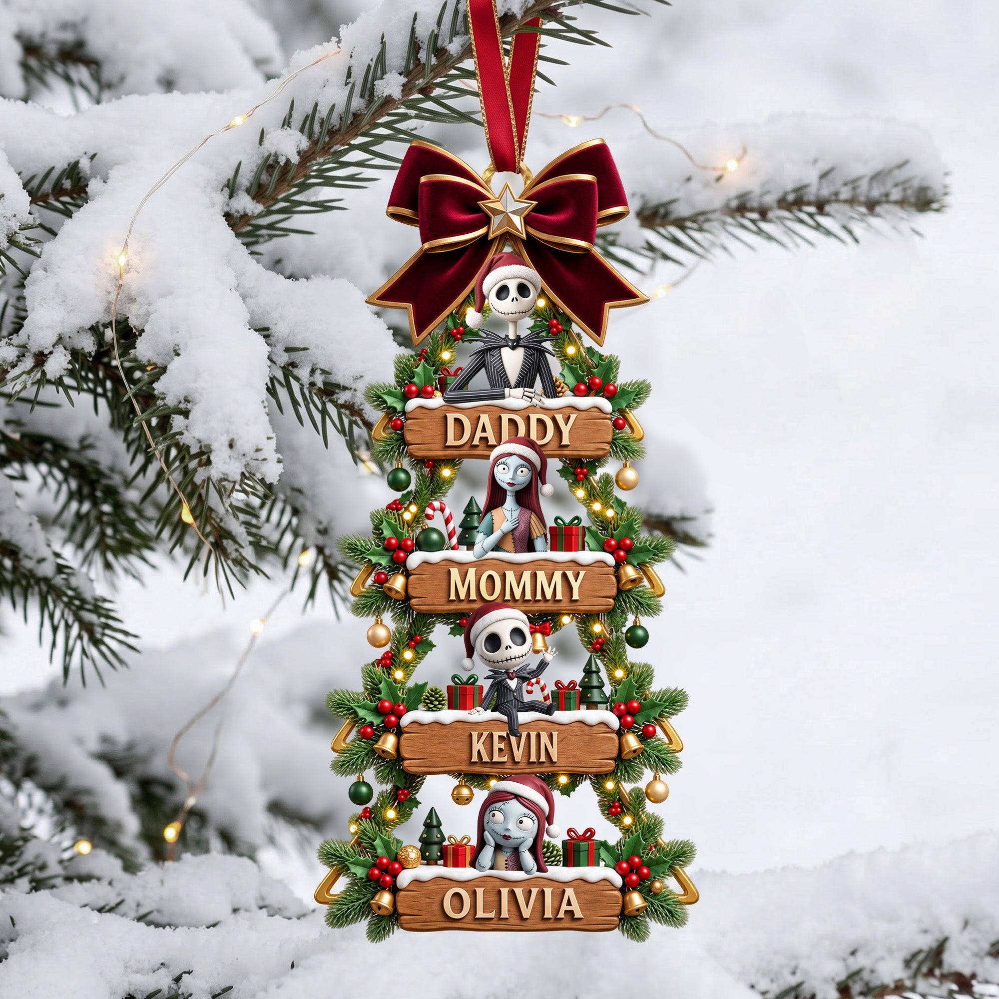 Spooky Family Christmas Ornament - Personalized Gifts For Family 02PATA230926 Ornament PopCulturePrints