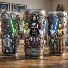 Load image into Gallery viewer, May The Force Be with You - Futuristic Space Warrior Tumbler | Customizable Gift for Star Wars Fans Tumbler Cup PopCulturePrints
