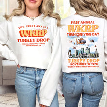 Load image into Gallery viewer, WKRP Turkey Drop Thanksgiving Shirt - Retro Fan Gift
