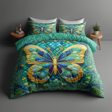 Load image into Gallery viewer, Vibrant Personalized Butterfly Quilt Bed Set Blanket PopCulturePrints
