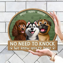 Load image into Gallery viewer, &quot;No Need To Knock&quot; - Personalized Custom Shaped Wood Sign for Pet Lovers Wood Shaped Sign PopCulturePrints
