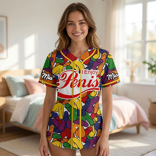 Naughty Penis Baseball Jersey - Personalized Fun Gift for Friends AOP Products PopCulturePrints