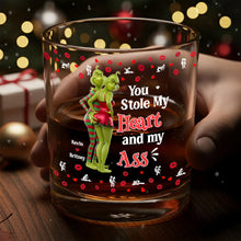 Load image into Gallery viewer, You Stole My Heart and My Ass - Personalized Cheeky Green Couple Christmas Glass Mug Whiskey Glass PopCulturePrints
