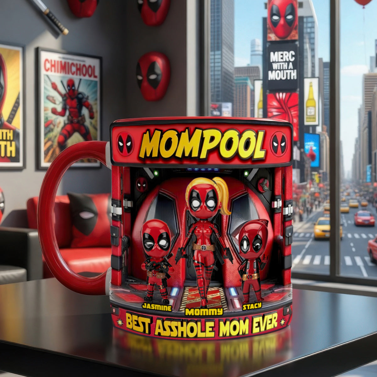 "Best Asshole Mom Ever" - Funny Fighter Mom And Kids Accent Mug - Personalized Gift for Mom, Grandma, and More Coffee Mug PopCulturePrints