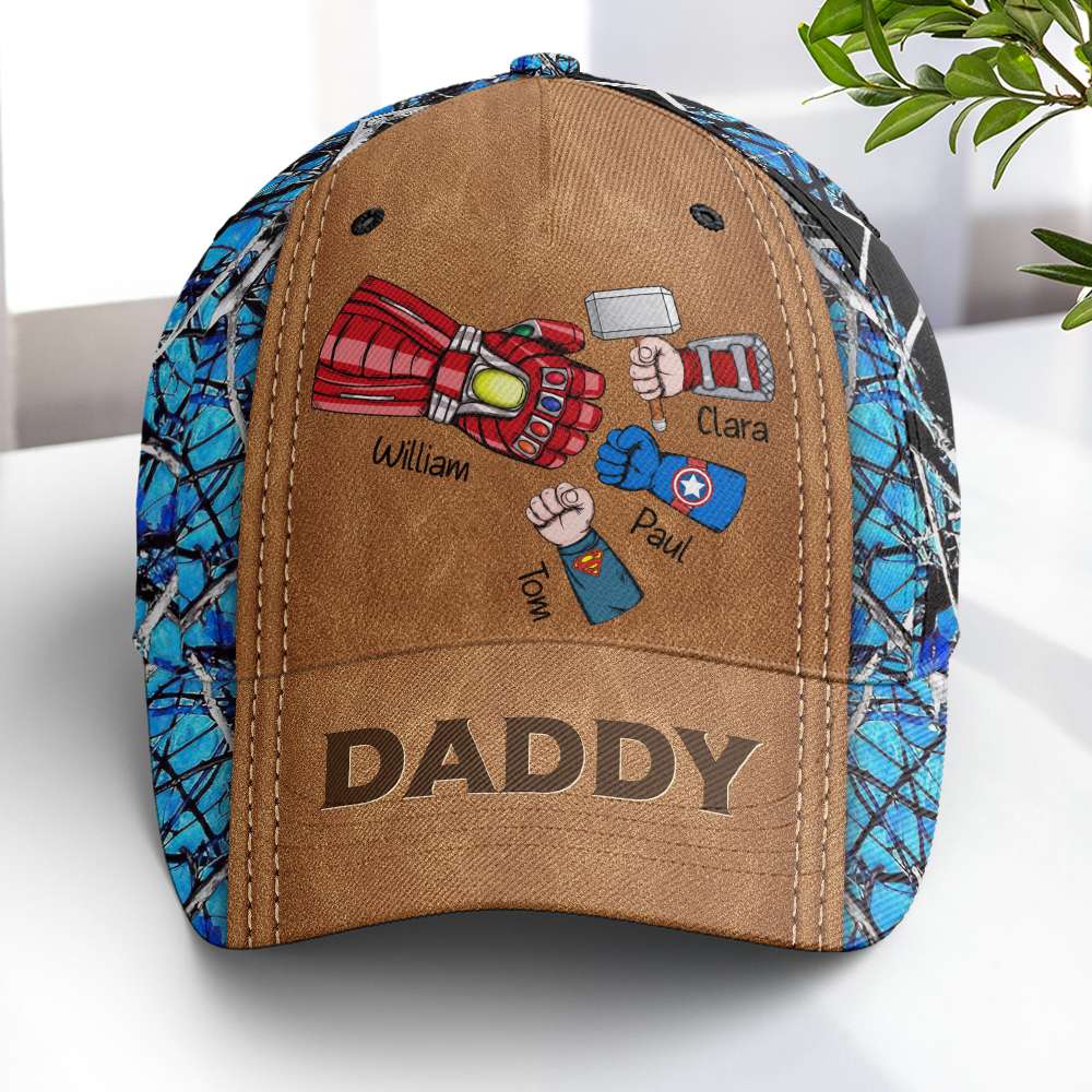 Personalized Superhero Dad Cap - Custom Name Gifts