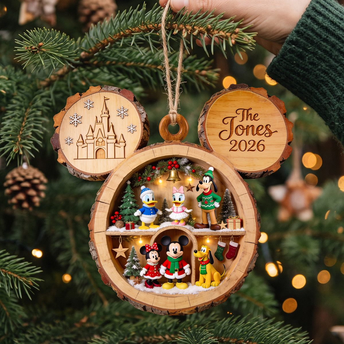 “Celebrate Christmas with Joy!” - Cozy Christmas Wooden Nook Ornament - Personalized Gifts for Family, Friends, and Loved Ones