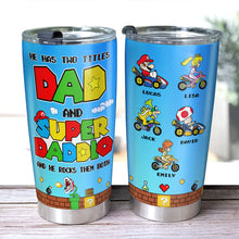 Load image into Gallery viewer, Super Dad Personalized Tumbler - Custom Names &amp; Characters
