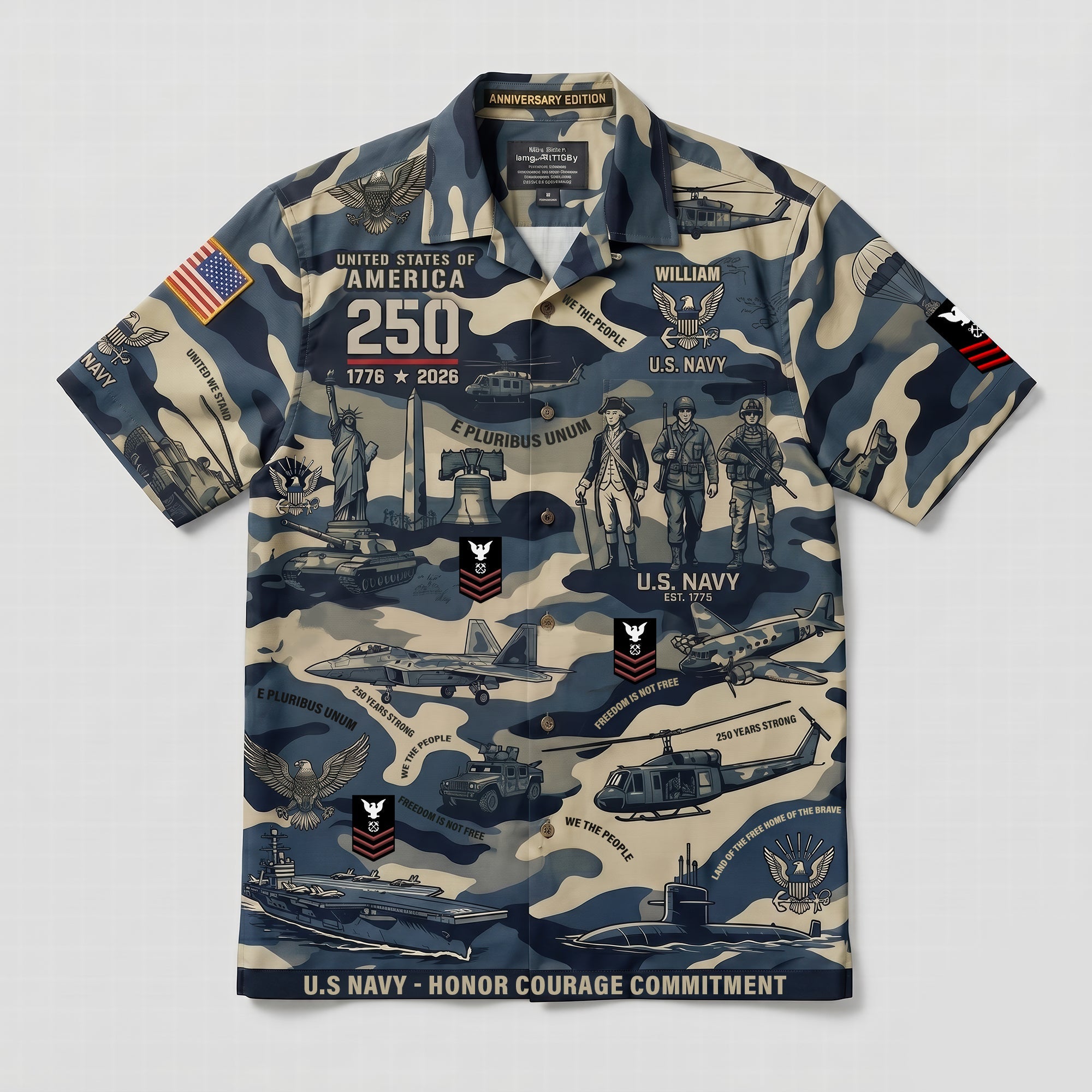 “Honor and Remembrance” - Military Hawaiian Shirt - Personalized Gifts for Veterans