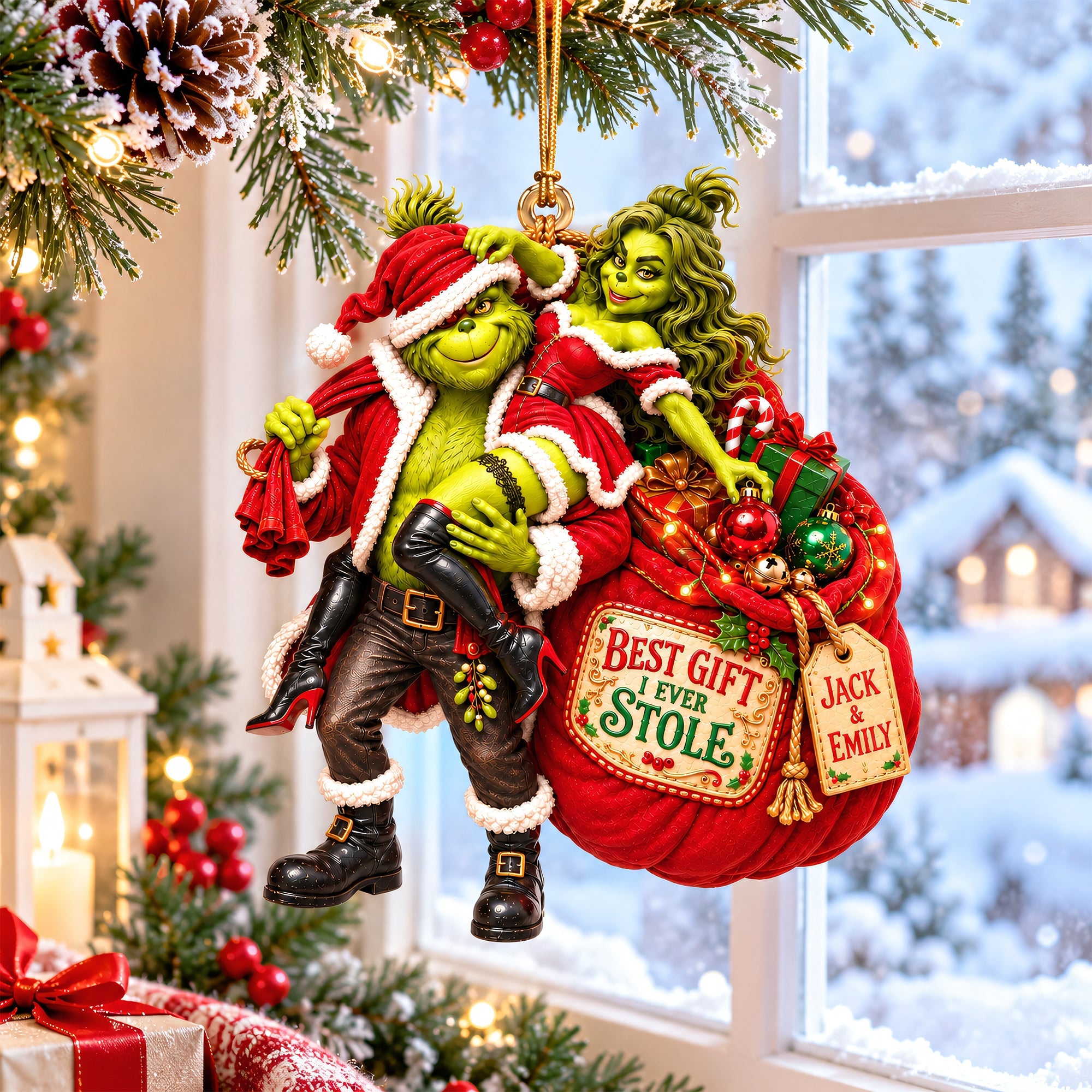 Best Gift I Ever Stole - Funny Personalized Christmas Ornament for Couples