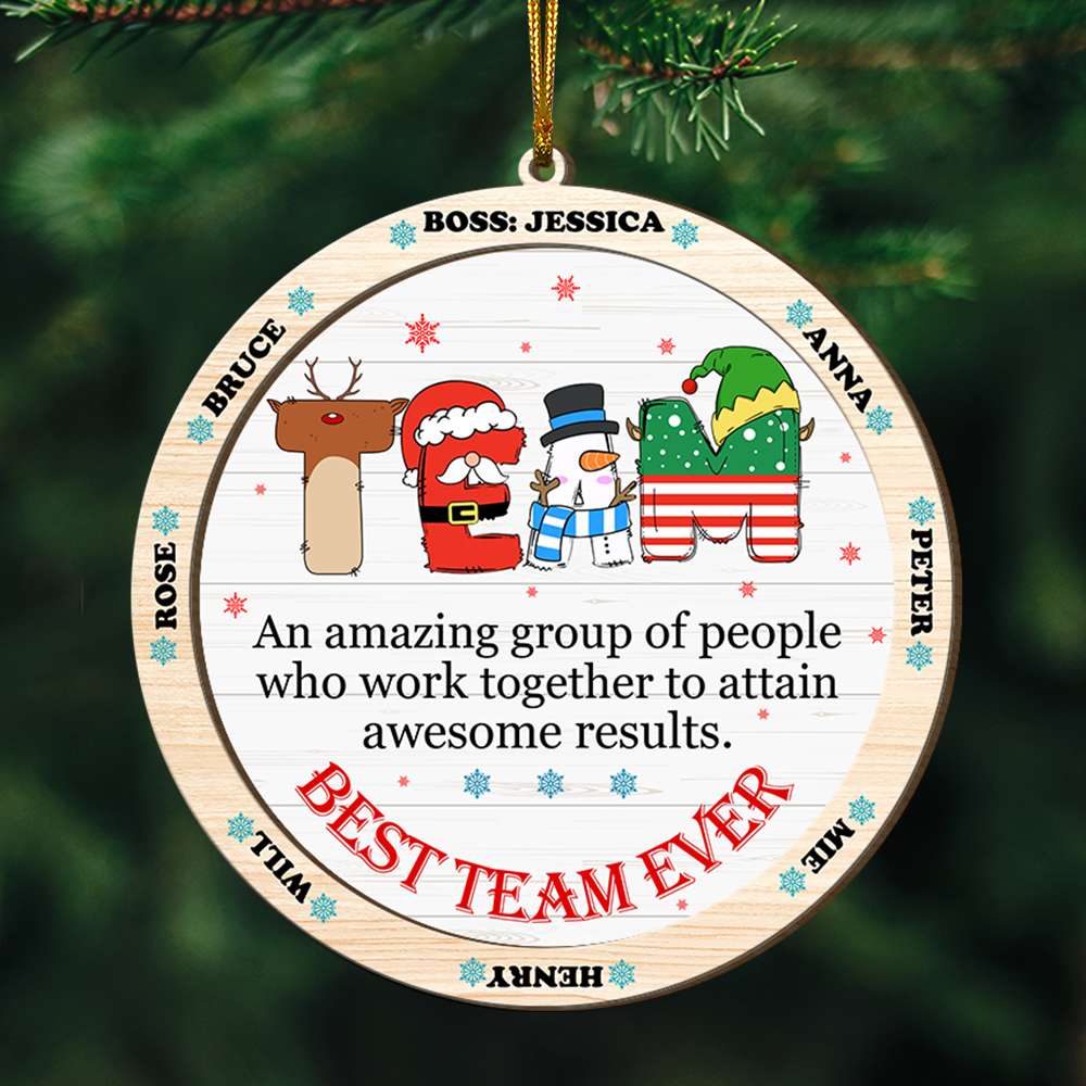 Personalized Team Wood Ornament - Best Coworkers Gift Ornament PopCulturePrints