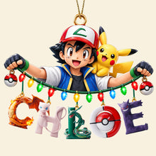 Load image into Gallery viewer, Adventure Alphabet Custom Name Ornament - Personalized Christmas Gift for Kids &amp; Pokémon Fans
