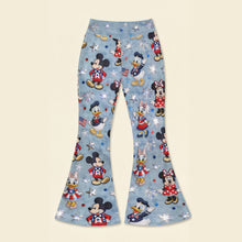 Load image into Gallery viewer, "Celebrate America’s Spirit with Fun Characters!" - Lovely Characters Flare Leggings - Custom Gift for Kids and Families Shorts and Pants PopCulturePrints
