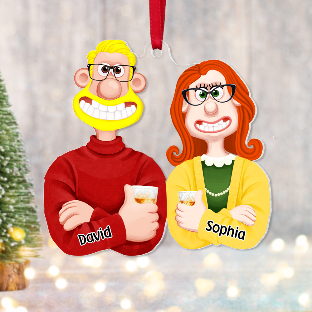 Personalized Couples Christmas Ornament – Custom Cartoon Design for Valentine's Day Gifts Ornament PopCulturePrints