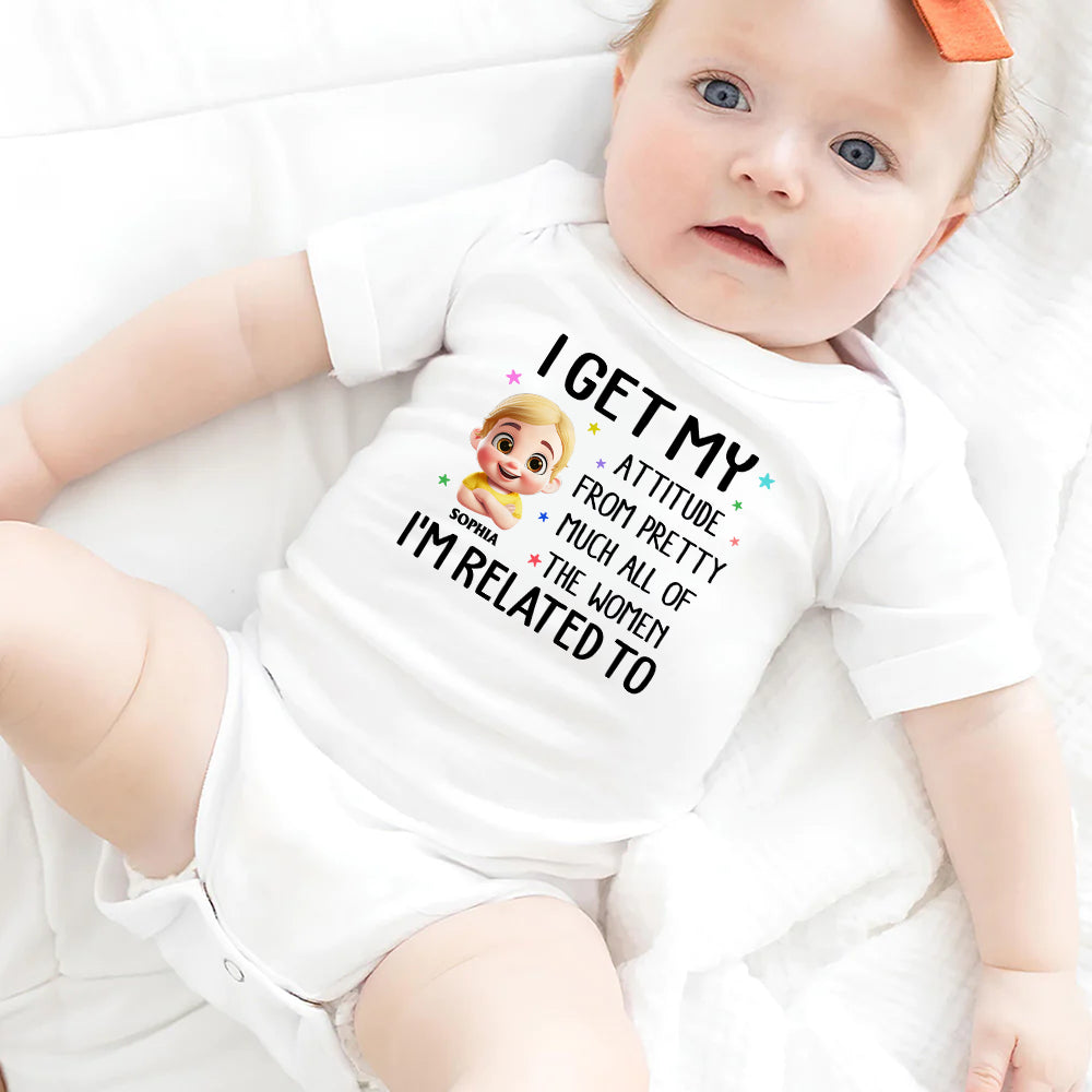 I Get My Attitude - Personalized Baby Onesie for Cool Babies Baby Onesie PopCulturePrints