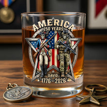 Load image into Gallery viewer, Celebrate Freedom: Fierce American Veteran 250th Anniversary Drinking Glass - Personalized Gift for Veterans Glass PopCulturePrints
