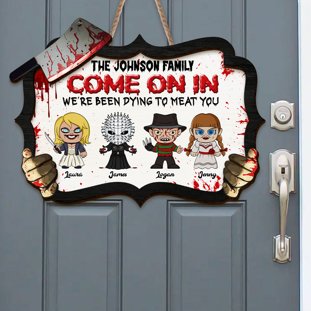 Personalized Horror Movie Family Wood Sign - Halloween Gift