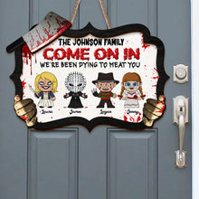 Load image into Gallery viewer, Personalized Horror Movie Family Wood Sign - Halloween Gift
