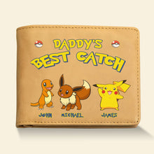 Load image into Gallery viewer, Custom PU Leather Wallet for Dad - Daddy&#39;s Best Catch Design Leather Wallet PopCulturePrints
