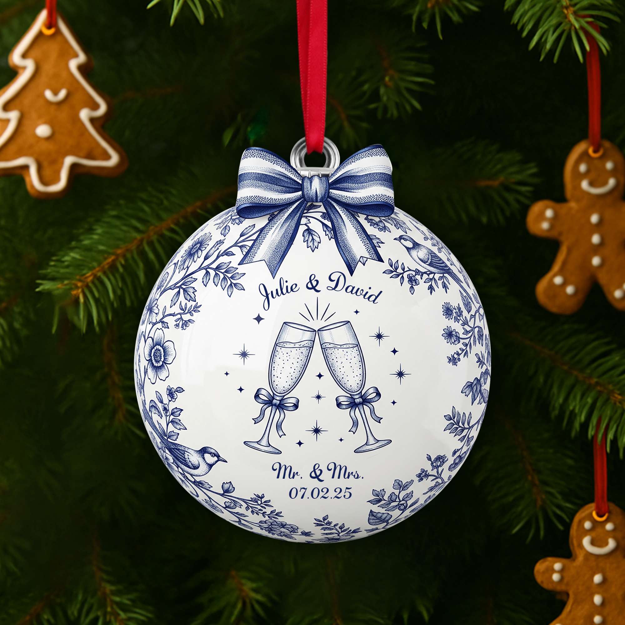 Love Sparkles: Personalize Your Happily Engaged Couple Ornament - Unique Christmas Gift for Couples Ornament PopCulturePrints