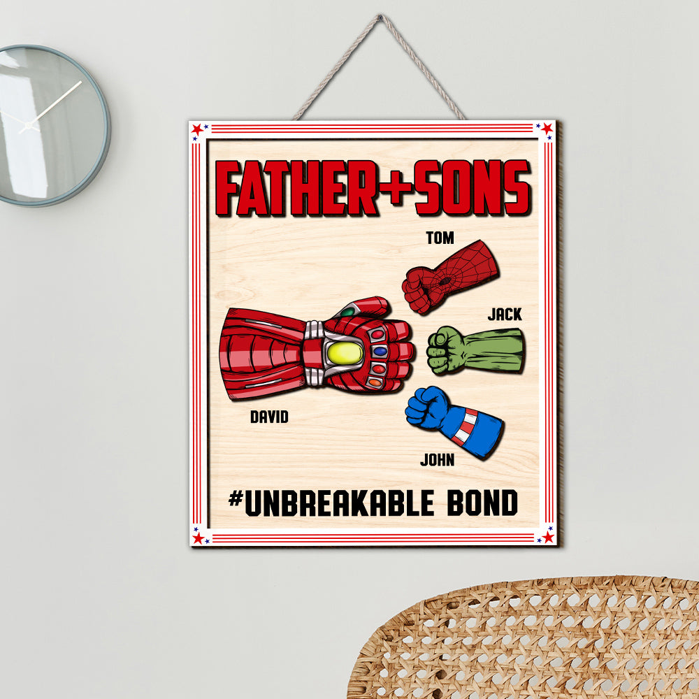 Personalized Father & Sons Superhero Inspired Wood Sign Wood Sign PopCulturePrints