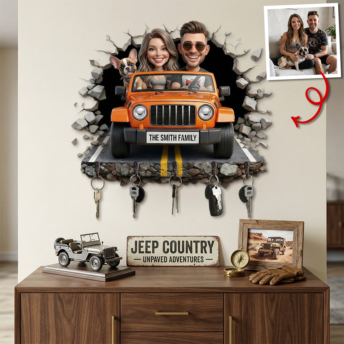 "Family Adventures Await" - Personalized Driving Roadway Acrylic Key Hanger - Custom Photo Gifts for Families Key Hanger PopCulturePrints