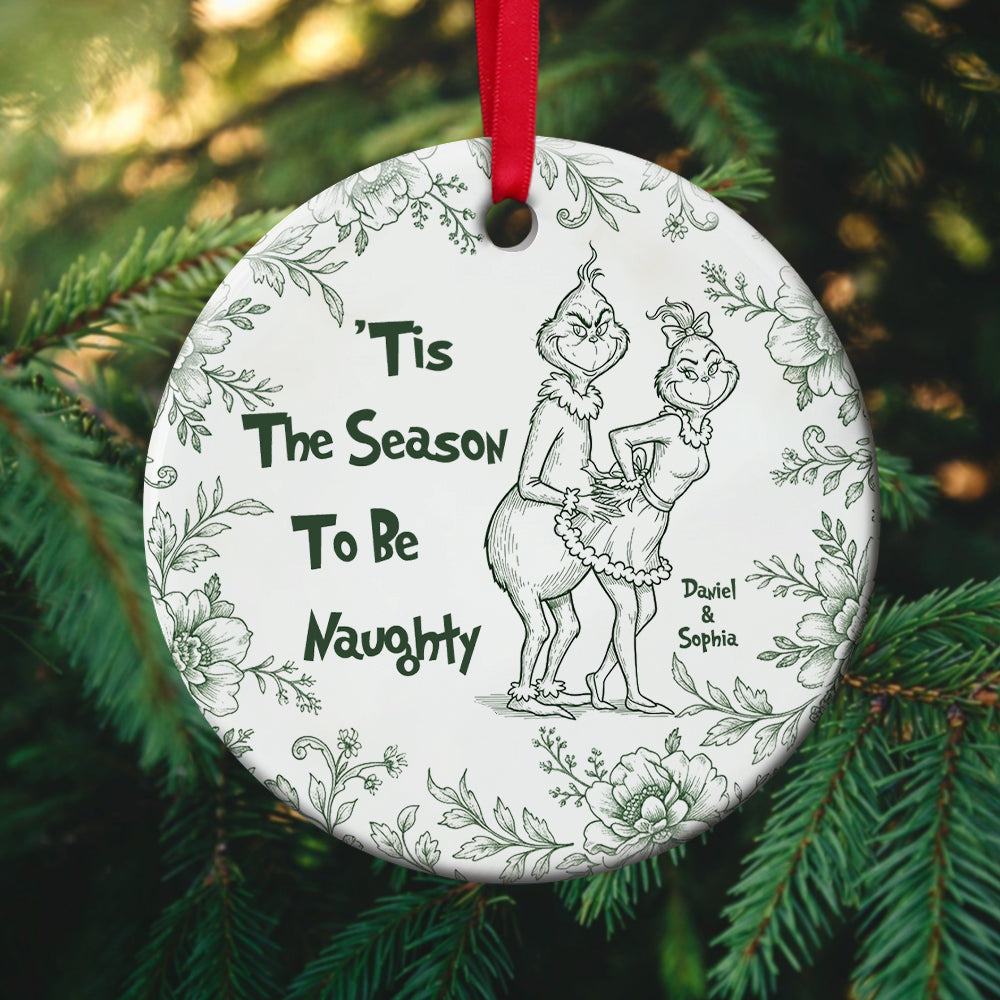 'Tis The Season To Be Naughty - Flirty Green Monster Couples Ornament - Personalized Christmas Gift Ornament PopCulturePrints